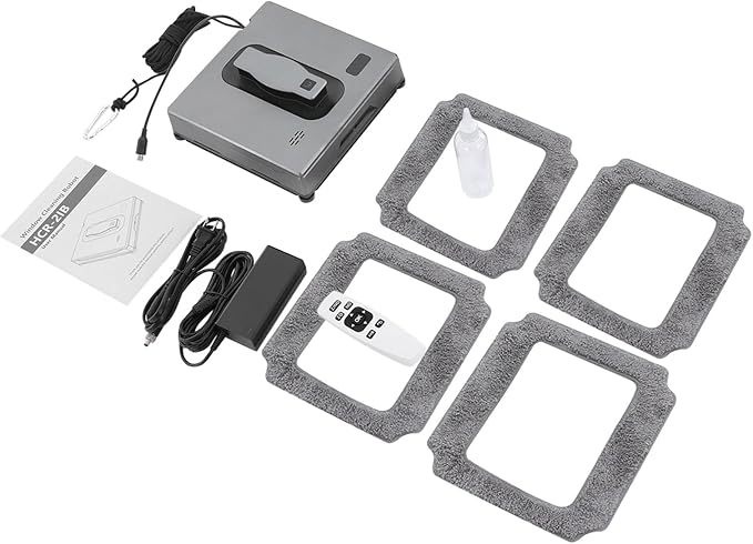 Automatic Window Cleaner 2500Pa Suction Window Cleaner Robot with Dual Spray Design and Remote Control 3 Path Modes Window Cleaning Machine for Windows, Tiles 322.92-538.2ft²Cleaning Area (Silver)