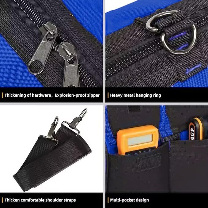 FASTECH 20 Inch Heavy Duty Tool Bag with Wide Mouth for Tool Storage,Carrier and Organizer,Tool Bag for Men/Women, Wide Mouth Tool Bag with Inside Pockets (20 Inch)