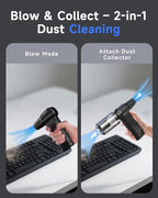 RapAir Compressed Air Duster -150000RPM Super Power 3-Gear Cordless Electric Air Duster with LED Light, Fast Charging Rechargeable Air Blower for Computer, Keyboard, Car, Outdoor and Home