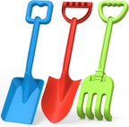 Dilabnba Heavy Duty Beach Sand Shovels, Garden Beach Sandbox Shovels Spade Scoop Rake Tool for Kids Toddlers, Long Handle ABS Plastic Shovel for Digging Snowing Planting - 3 PCS