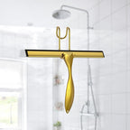 Shower Squeegee Set, 10-Inch Stainless Steel Squeegee for Bathroom, Shower Doors, Mirrors, Tiles, and Car Windows - 100% Streak Free, Includes Shower Door Hook, Adhesive Hook and Spare Silicone Blade