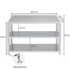 Heavy Duty Free Standing Stainless-Steel Commercial Restaurant Kitchen Work Table, Prep & Utility Workbench with Double Storage Shelves Rack Indoor Outdoor (47.2in)