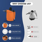 Steam Cleaner, Steam Cleaner for Home, Handheld Steam Cleaner with 16 Accessories and Automatic Steam Switch Suitable for Daily Cleaning of Living Rooms, Kitchens, Ovens and Tile Joints (Orange)
