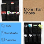 GORILLA GRIP Over the Door Shoe Organizer, 2 Pack, 24 Breathable Mesh Pockets, Space Saving Hanging Storage Holder, Closet Rack Hanger Holds Up to 40 lbs, Hangs on Closets, Shoes, Accessories, Black