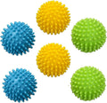 Reusable Laundry Dryer Balls, Plastic Anti-Static Fabric Softener, Reduces Wrinkles, Sustainable Cleaning Supplies, Essential Washing & Drying Aid for Soft, 6 Pack, 2.36 in (Sky Blue/Yellow/Green)