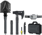 Jbox Shovel Axe Set, High Carbon Steel Folding Shovel with Adjustable 19.2-37.8 Inch Handle, Multi-Tool for Camping, Hiking, Cycling & Emergency, Includes Headlamp, Tactical Outdoor Gear