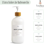 Dish White Glass Soap Dispenser with Plastic Pump, 16 Oz White Dish Soap Dispenser Set Refillable Reusable Apothecary Soap Pump Dispenser Bottles for Bathroom and Kitchen