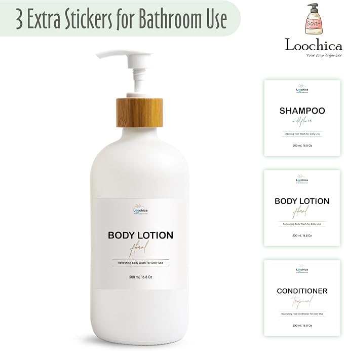 Dish White Glass Soap Dispenser with Plastic Pump, 16 Oz White Dish Soap Dispenser Set Refillable Reusable Apothecary Soap Pump Dispenser Bottles for Bathroom and Kitchen