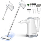 FEPPO Steam Mop with Detachable Handheld Steam Cleaner for Home and Floor Cleaning, 10-in-1 Multi-purpose Attachments & 2 Pads, Powerful Steamer for Floors, Hardwood, Tiles,Grout,Windows,Kitchen,Bath