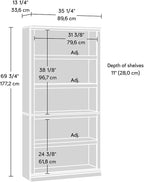 Sauder 5 Tier Book Shelf Wooden Bookcase Multipurpose Bookshelf for Home Office, Living Room, in Pacific Maple