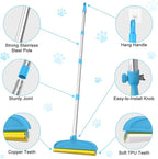 Carpet Rake for Dog Hair Remover: 2 in 1 Reusable Pet Hair Remover – 60‘’ Adjustable Long Handle Carpet Removal Tool for Dog Cat Human Hair – Carpet Scrape Cleaning for Rug Couch Bed