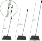 Indoor/Outdoor Broom for Floor Cleaning with 58 inch Long Handle, Angle Brooms Heavy Duty for Home Garage Kitchen Office Courtyard Lobby Lawn Concrete (Gray)