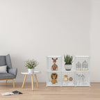 HUBSON Wire Cube Storage Organizer, Book/Toy/Craft/Potted Plants and petCloset Organizers and Storage Shelves, 6-Cube Freely Combinable Metal Grids Storage Shelf,White Plus Iron