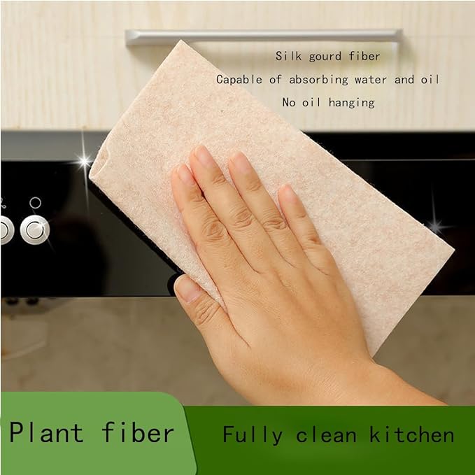 Natural loofah dishwashing Sponge, Biodegradable, Suitable for Kitchen dishwashing, More Environmentally Friendly, Clean, and Scratch Free, 10 Piece Set (7.87in*7.87in)
