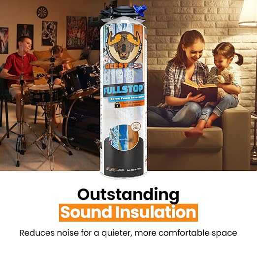 BEEST FullStop Spray Foam Insulation for Wall & Attic (480 Board ft/sq.ft) Perfect Heat & Acoustic Proofing for Reduced Energy Bills - One Component Polyurethane Foam Insulation Can, 24 Pack (26.8 oz)
