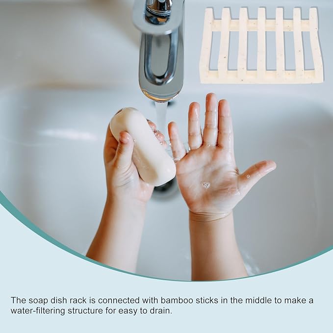 uxcell 2 Pcs Self Draining Silicone Soap Dish, Soap Tray with Drainage for Bathroom Shower Kitchen Sink, 4.2" x 3.1" x 0.8", Grain Pattern Beige