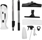 Window Vacuum Squeegee Cordless, Strong Suction Electric Window Cleaner with Water Collection, Window Cleaning Kit with Spray Bottle, Telescopic Pole for Glass Doors, High Window, Tile, Car