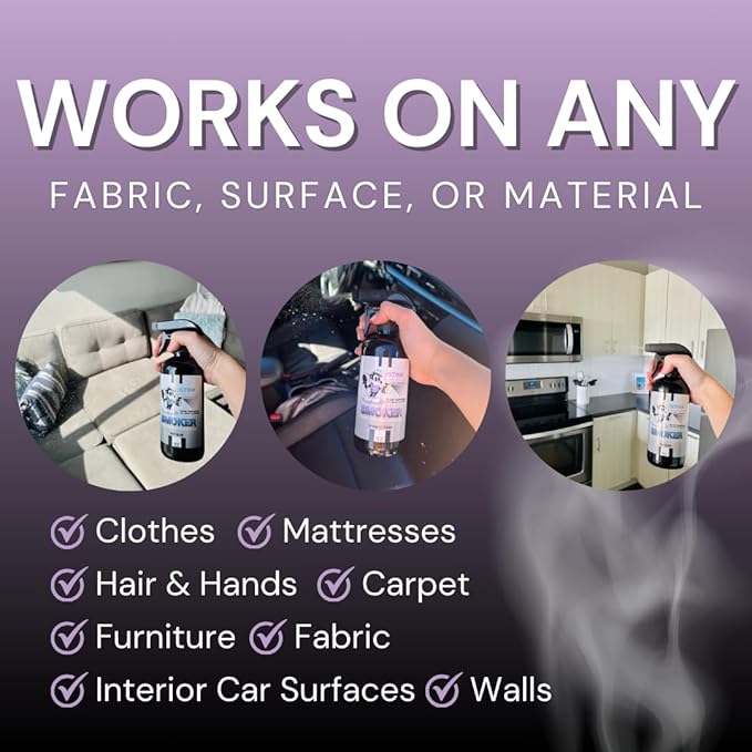 Smoke Odor Eliminator Spray - Completely Remove Smoke Smell From House, Car, Clothes, Hands, Hair, & More - Best Odor Eliminator For Smoke - Bamboo Teak Fragrance - 2 16 oz Bottles