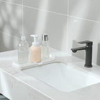 Silicone Bathroom Soap Dishes with Drain Spout-Bathroom and Kitchen Sink Organizer,Sponge Holder,Dish Soap Tray,Perfect for Dispenser,Scrubber,Bottle,Cup on Sink or Counter-White 12"×4"