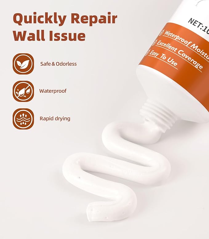 Spackle Wall Repair Kit,Drywall Repair Patch Kit,Simple Small Wall Hole Filler＆Efficient Crack Repair,3 Pack Wall Putty Paste,Plaster Ceiling Repair,Apartment Friendly