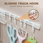 Multifunctional Slide Rail Hook,Kitchen Utensil Hanging Rack Wall Mounted Hanger,Space Saving Utensil Holder with 10 Hooks ,Sliding Track Hook No Drilling Hanger for Home Office (Length 40cm/1pcs)