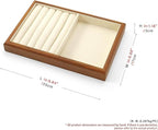 Oirlv Solid Wood Multifunctional Ring Earrings Studs Bangle Jewelry Organizer Tray Jewelry Drawer Organizer(Creamy-white)
