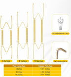 6 Pieces Plate Hangers for the Wall – Vertical Plate Hangers, Adjustable Sizes (6", 8", 10"), Invisible Design, Plate Wall Hangers for Display, Plate Holders for Displaying, Picture Hanging Kit