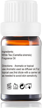 White Tea Diffuser Oil - Pure Natural Fragrance for Aromatherapy, Perfume Making, Candles, Soap, Room Spray, Diffuser Blends - Organic, 10mL Undiluted - Pack of 2