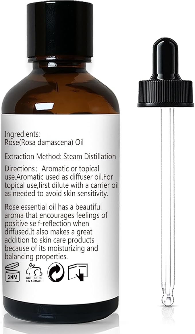 Rose Essential Oil, Home Fragrance Scent Oil for Diffuser, Skin, Hair, Candle, Soap, Dryer Balls, Laundry - 1 oz/30ml