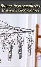 2 Pack Stainless Steel Sock Drying Rack with 80 Clips,360° Rotatable Windproof Hook Clothes Hanger Rack for Herb,Bras,Underwear,Baby Clothes,Hat,Scarf,Pants,Gloves,Towel and Laundry Accessories