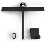 GÜTEWERK Silicone Shower Squeegee for Glass Doors & Mirrors with Stainless Steel Core, Streak-Free & No-Squeak Window Cleaning, 3-in-1 No-Drill Mount (Hook/Suction/Adhesive),Black, 11 Inches