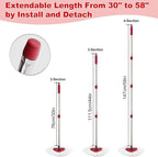 Mop Handle for Ocedar, Mop Handle for O Cedar, Spin Mop Replacement Handle for O Cedar, 4 Section 30" to 58" Mops Handles for Cedar Spin Mops & H2pro Flat Mop