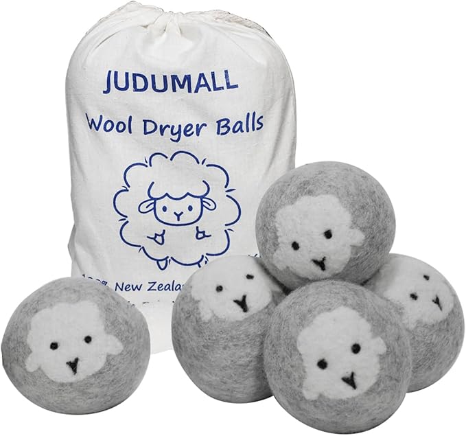 Wool Dryer Balls Handmade 6 Pack XL,organic wool dryer balls laundry reusable 1000 Loads,100% Natural New Zealand Wool Fabric Softener-anti static laundry,Reduces Drying Time,Baby Safe & Odorless gray