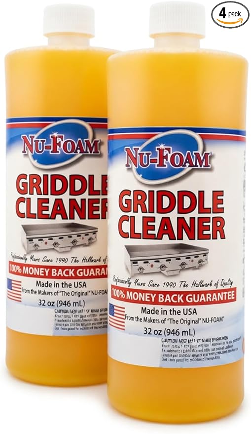 Nu-Foam Griddle Cleaner, Professional Flat Top Cleaning Liquid, 32 oz, for Commercial Griddles (4)