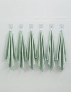 6 Pack Microfiber Glass Cleaning Cloth, 16 Inch X 16 Inch, Lint Free Quickly Clean Window, Glasses, Windshields, Mirrors, and Stainless Steel, Green