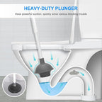 SetSail Toilet Brush and Plunger Set, 2 Packs Toilet Plungers for Bathroom Heavy Duty Toilet Bowl Brush and Holder Hidden Toilet Plunger and Brush Set for Deeply Cleaning - White