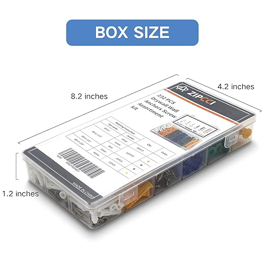 232Pcs Drywall Anchors and Screws Kit, Includes 116Pcs Plastic Wall Anchors Set, 116Pcs Wood Screw, Wall Anchors and Screws for Drywall