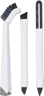 Small Cleaning Brush Set 3pcs—Crevice Brushes for Cleaning—Scrub Brushes Set with Silicone Tipped Scrub Brush—Stiff Handle Miniature Cleaning Brush for Kitchen Uensils, Tight Spaces, Tub, Shower