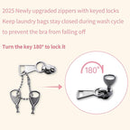 Bra Laundry Bag for Delicates, Machine Mesh Laundry Bags, Lingerie Protector for Bras, 2025 Upgrade No-Fallout Design - Lockable Zipper & 2 Keys for Bras, Underwear, Fits A-38DDCup