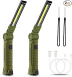 Men Tools for Christmas Birthday Gift 2 Packs LED Rechargeable Work Light Flashlights, 360°Rotate 5 Modes,Gifts for Men Him Dad Handyman for Car Repair, Grill and Outdoor