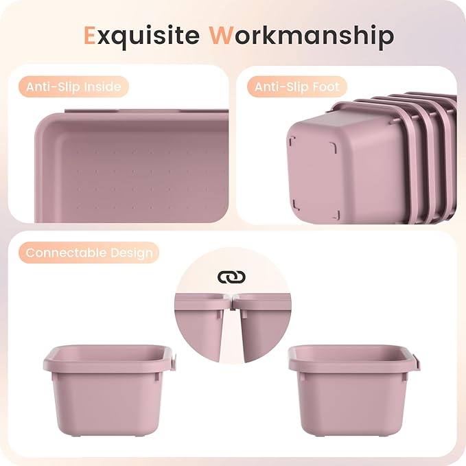 A-LuGei 【𝟮𝟮𝗣𝗖𝗦】 Plastic Lilac Desk Drawer Organizer, Bathroom Organizers and Storage, Makeup Organizer, Organization and Storage Bin Container for Vanity Office Utensils Tool Pantry Cosmetic