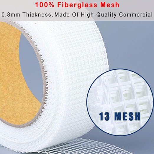 Drywall Joint Tape-13 MESH,100% Fiberglass 1.88-Inch X 180Feet,Heavy-Duty Self-Adhesive Wall Crack and Seam Patch