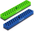 Mayouko 1/4" Magnetic Hex Bit Holder Rack Organizer, 43 Holes, 1/4-Inch Drill Bit Holder, Green&Blue, 2 Racks, Magnetic Bit Holder with Magnet Base for Screwdriver Bits