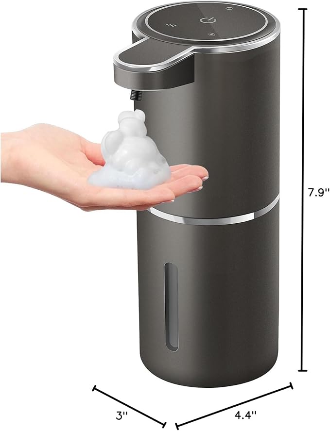 Automatic Foaming Soap Dispenser,4-Level Adjustable Foam, Wall Mount, USB Rechargeable,12.8oz/ 380ml,Touchless Hand & Dish Soap Dispenser for Bathroom, Kitchen,Hotel, Restaurant