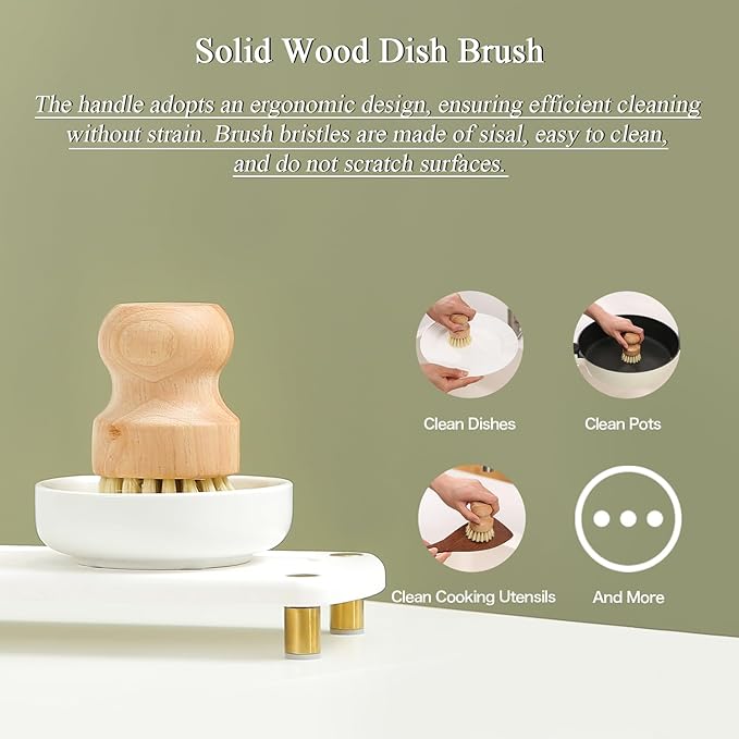 MOMEEMO Gold Soap Dispenser Set Comes with Stainless Steel Pumps, Instant Dry Tray, and Dish Scrub Brush, Suitable for Kitchen Decor and Accessories. (Gold)