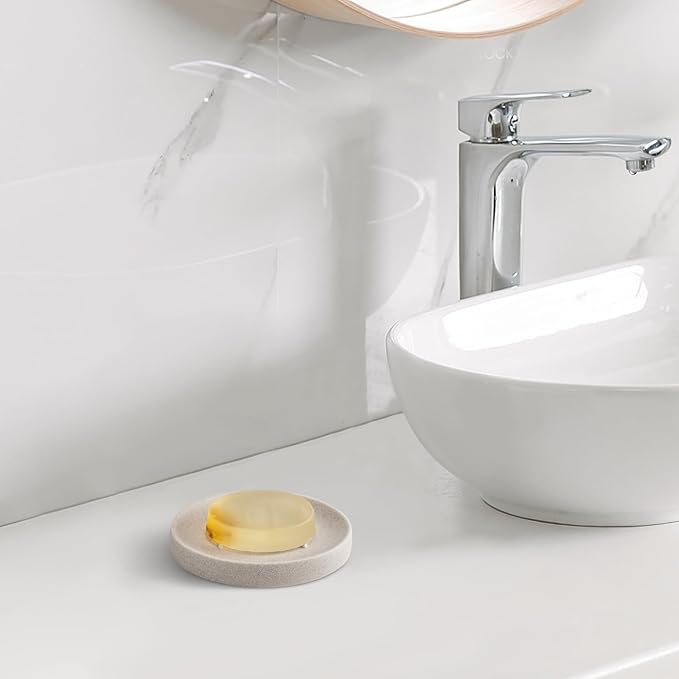 Soap Dish Bathroom Resin Soap Holder Soap Tray for Shower Sponge Holder for Kitchen Sink(Beige)