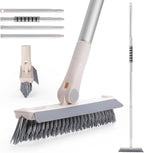 Grout Brush with Long Handle, 2 in 1 V-Shaped Floor Scrub Brush for Cleaning, Bathroom, Garage, Wall, Patio, and Tile, Stiff Bristle Brush with 54'' Telescopic Handle
