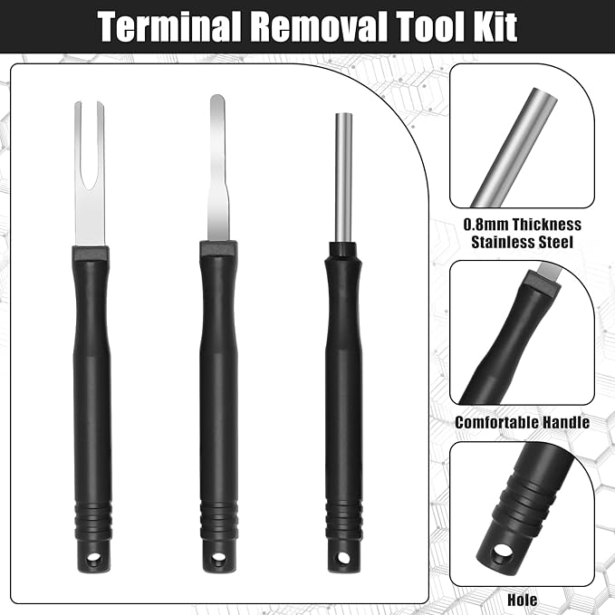 30+4P Terminal Pin Removal Tool Kit, Electrical Connector Depinning Tool Terminal Pin Extractor Kit Wire Release Tool for Car Household Devices (Black)