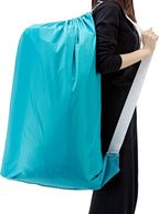 HOMEST XL Nylon Laundry Bag with Strap, Large Dirty Garments Organizer, Easy Fit a Hamper or Clothing Basket, Can Carry Up to 4 Loads of Clothes, Sky Blue