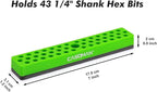 CASOMAN 1/4" Hex Bit Organizer with Magnetic Base - Green, 43 Hole Bit Organizer with Strong Magnetic Base, Magnetic Bit Organizer for Your Specialty
